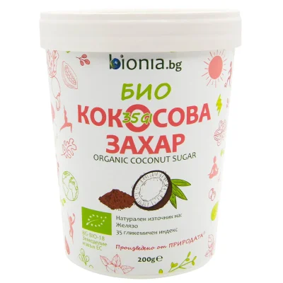Био кокосова захар Bionia 200g нисък гликемичен индекс