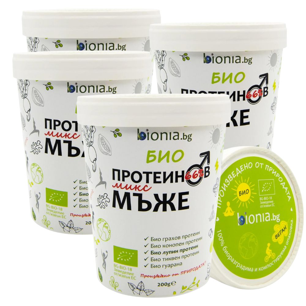 Био Протеин Мъже 1кг Bionia Био протеинов микс за мъже Bionia 1kg икономична опаковка