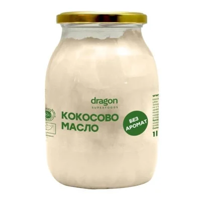 Био кокосово масло без аромат Dragon Superfoods 1 литър - здравословна мазнина за готвене и пържене