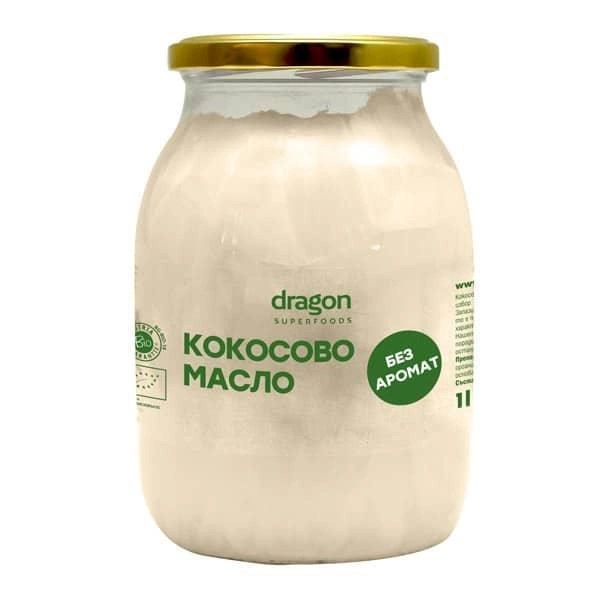 Био Кокосово Масло без аромат Dragon Superfoods 1L Био кокосово масло без аромат Dragon Superfoods 1 литър - здравословна мазнина за готвене и пържене