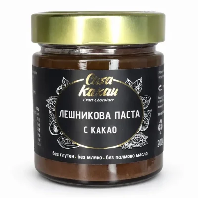 Занаятчийска лешникова паста с какао Casa Kakau 200г – премиум продукт без глутен, мляко и палмово масло.