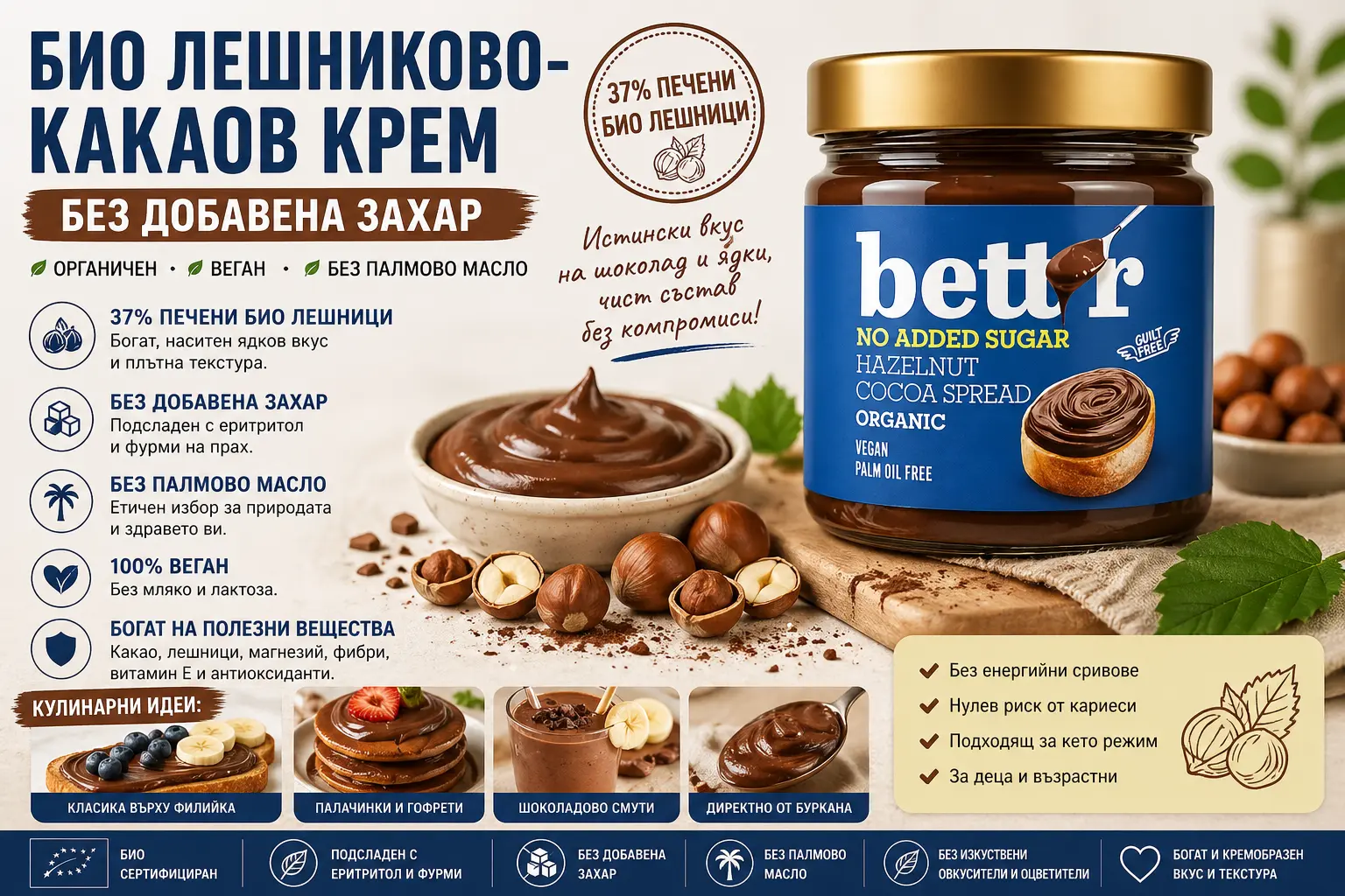 Био лешниково-какаов крем Bett'r текстура