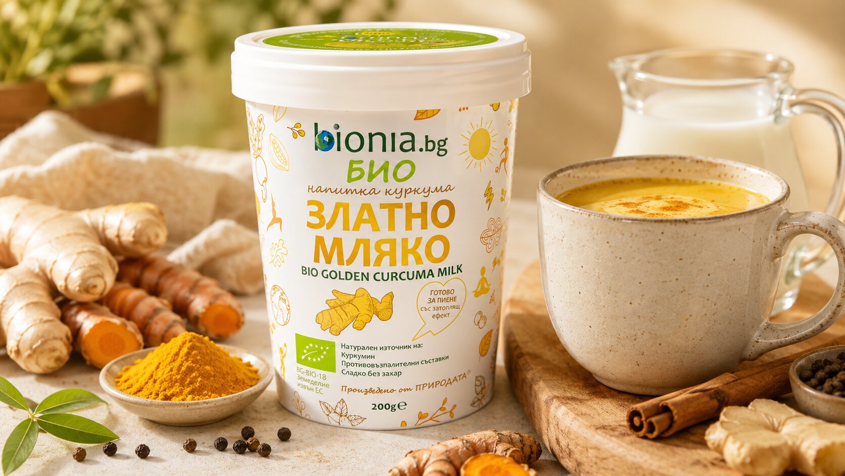 био златно мляко Bionia с куркума