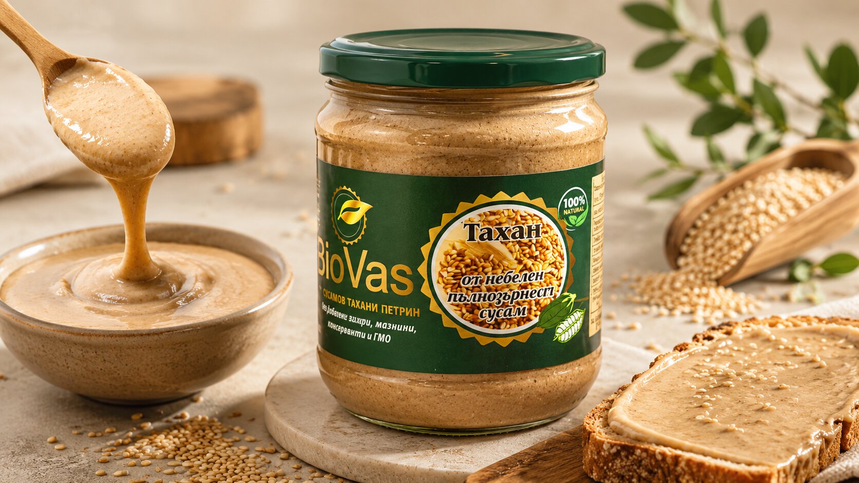 тахан от сусам BioVas вкус текстура и аромат