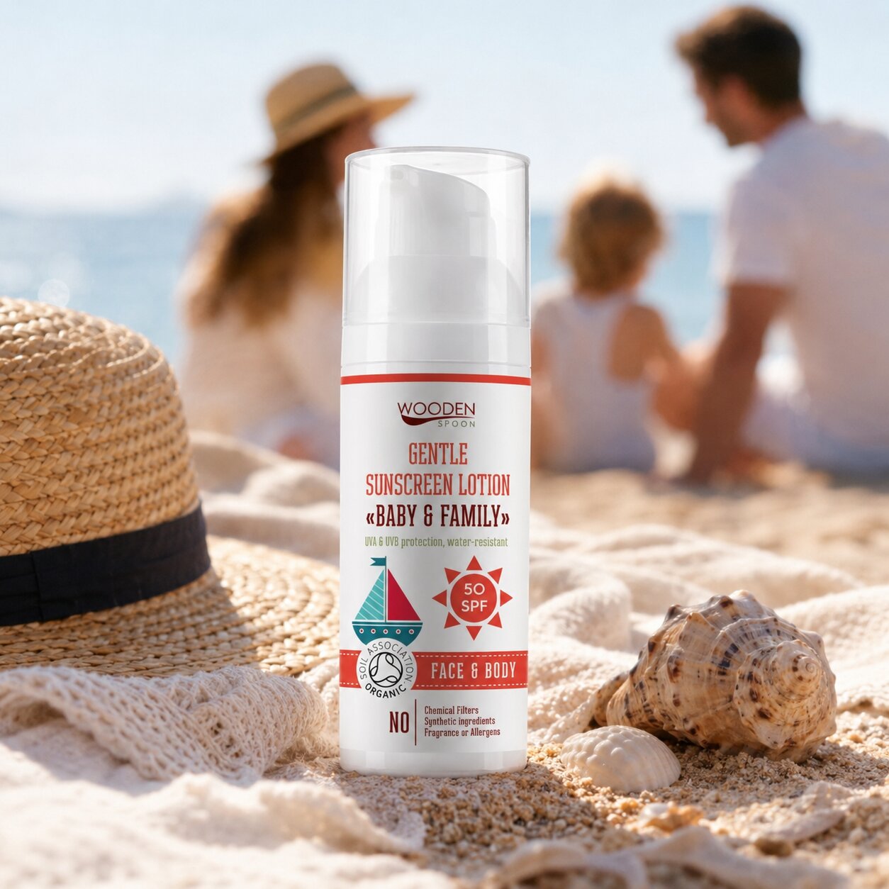 слънцезащитен лосион SPF50 Wooden Spoon Baby Family Invisible Zinc